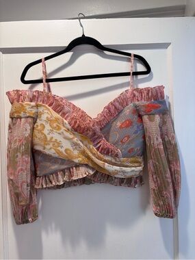 Zimmermann Postcard Pleated Top